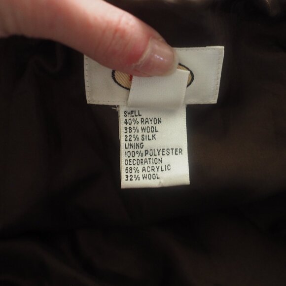 Talbots Brown and Gray Wool Blend Skirt with Crocheted Lace Hem Lined Size 6 - Picture 8 of 15